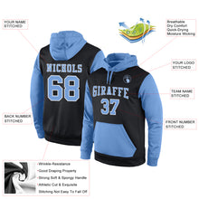 Load image into Gallery viewer, Custom Stitched Black Light Blue-White Sports Pullover Sweatshirt Hoodie
