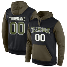 Load image into Gallery viewer, Custom Stitched Black Olive-White Sports Pullover Sweatshirt Hoodie
