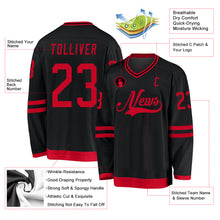 Load image into Gallery viewer, Custom Black Red Hockey Jersey
