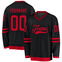 Load image into Gallery viewer, Custom Black Red Hockey Jersey
