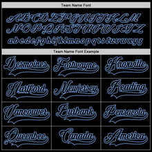 Load image into Gallery viewer, Custom Black Black-Light Blue Hockey Jersey
