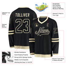 Load image into Gallery viewer, Custom Black Black-Cream Hockey Jersey
