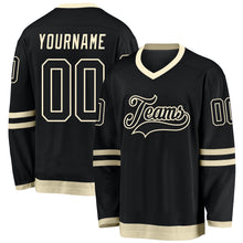 Load image into Gallery viewer, Custom Black Black-Cream Hockey Jersey
