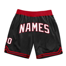 Load image into Gallery viewer, Custom Black White-Red Authentic Throwback Basketball Shorts
