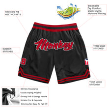 Load image into Gallery viewer, Custom Black Red-White Authentic Throwback Basketball Shorts
