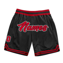 Load image into Gallery viewer, Custom Black Red-White Authentic Throwback Basketball Shorts
