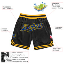 Load image into Gallery viewer, Custom Black Royal-Gold Authentic Throwback Basketball Shorts
