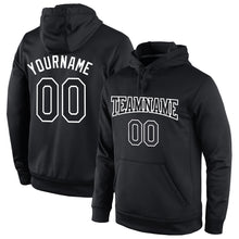 Load image into Gallery viewer, Custom Stitched Black Black-White Sports Pullover Sweatshirt Hoodie
