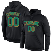 Load image into Gallery viewer, Custom Stitched Black Kelly Green-Old Gold Sports Pullover Sweatshirt Hoodie
