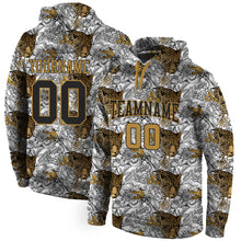 Load image into Gallery viewer, Custom Stitched Black Black-Old Gold 3D Pattern Design Leopard Sports Pullover Sweatshirt Hoodie
