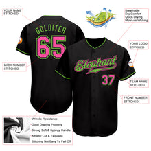 Load image into Gallery viewer, Custom Black Pink-Neon Green Authentic Baseball Jersey
