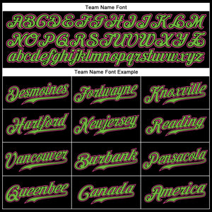 Custom Black Pink-Neon Green Authentic Baseball Jersey