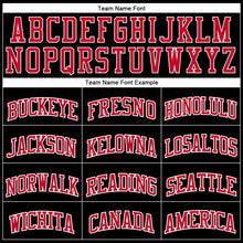Load image into Gallery viewer, Custom Black Gold-Red Authentic Throwback Basketball Jersey
