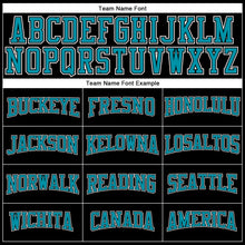 Load image into Gallery viewer, Custom Black Teal-White Authentic Throwback Basketball Jersey
