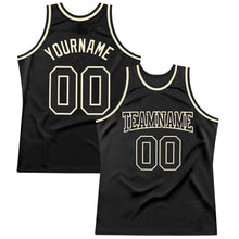 Load image into Gallery viewer, Custom Black Black-Cream Authentic Throwback Basketball Jersey
