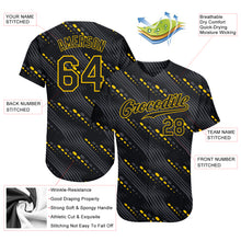Load image into Gallery viewer, Custom Black Black-Gold 3D Pattern Design Authentic Baseball Jersey
