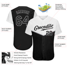 Load image into Gallery viewer, Custom Black Black-Gray 3D Pattern Design Multicolor Authentic Baseball Jersey
