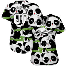 Load image into Gallery viewer, Custom Black White-Black 3D Pattern Design Pandas Authentic Baseball Jersey
