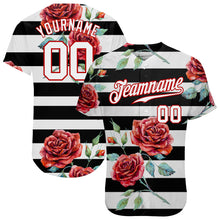 Load image into Gallery viewer, Custom Black White-Red 3D Pattern Design Mandalas Authentic Baseball Jersey
