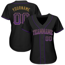Load image into Gallery viewer, Custom Black Purple-Old Gold Authentic Drift Fashion Baseball Jersey
