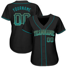 Load image into Gallery viewer, Custom Black Teal-Old Gold Authentic Drift Fashion Baseball Jersey
