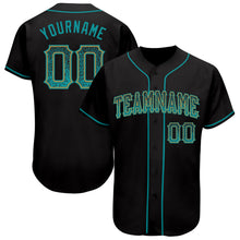 Load image into Gallery viewer, Custom Black Teal-Old Gold Authentic Drift Fashion Baseball Jersey
