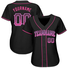 Load image into Gallery viewer, Custom Black Pink-Light Blue Authentic Drift Fashion Baseball Jersey

