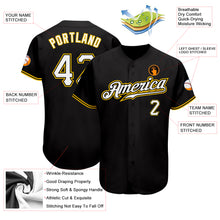Load image into Gallery viewer, Custom Black White-Gold Authentic Baseball Jersey
