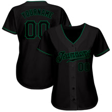 Load image into Gallery viewer, Custom Black Black-Kelly Green Authentic Baseball Jersey

