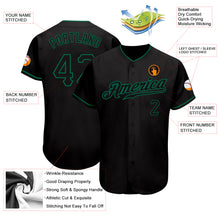 Load image into Gallery viewer, Custom Black Black-Kelly Green Authentic Baseball Jersey
