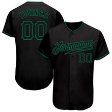 Load image into Gallery viewer, Custom Black Black-Kelly Green Authentic Baseball Jersey
