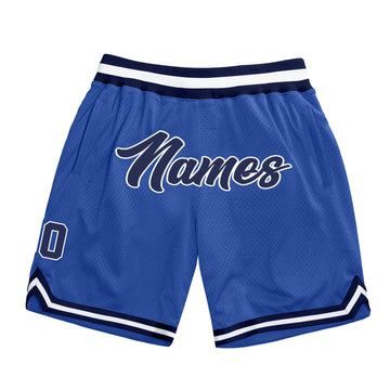 Custom Blue Navy-White Authentic Throwback Basketball Shorts