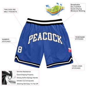 Custom Blue White-Black Authentic Throwback Basketball Shorts