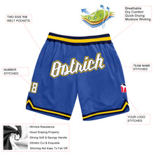 Load image into Gallery viewer, Custom Blue White-Gold Authentic Throwback Basketball Shorts
