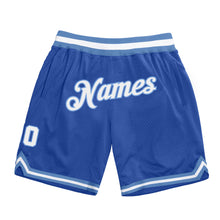 Load image into Gallery viewer, Custom Blue White-Light Blue Authentic Throwback Basketball Shorts
