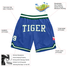 Load image into Gallery viewer, Custom Blue White-Kelly Green Authentic Throwback Basketball Shorts
