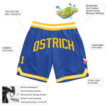 Load image into Gallery viewer, Custom Blue Gold-White Authentic Throwback Basketball Shorts
