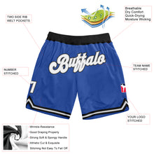 Load image into Gallery viewer, Custom Blue White-Black Authentic Throwback Basketball Shorts
