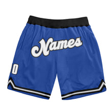 Load image into Gallery viewer, Custom Blue White-Black Authentic Throwback Basketball Shorts
