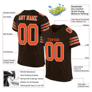 Custom Brown Orange-White Mesh Authentic Football Jersey