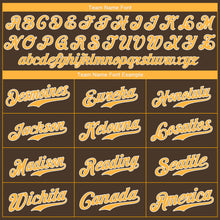 Load image into Gallery viewer, Custom Brown Gold-White Authentic Baseball Jersey
