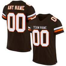 Load image into Gallery viewer, Custom Brown White-Orange Mesh Authentic Football Jersey
