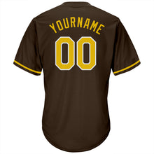 Load image into Gallery viewer, Custom Brown Gold-White Authentic Throwback Rib-Knit Baseball Jersey Shirt
