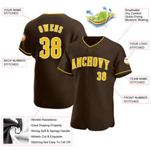 Load image into Gallery viewer, Custom Brown Gold-White Authentic Baseball Jersey
