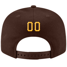 Load image into Gallery viewer, Custom Brown Gold-White Stitched Adjustable Snapback Hat
