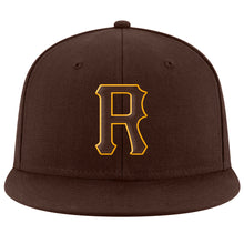 Load image into Gallery viewer, Custom Brown Brown-Gold Stitched Adjustable Snapback Hat
