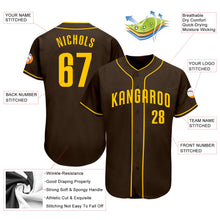 Load image into Gallery viewer, Custom Brown Gold Authentic Baseball Jersey

