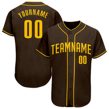 Load image into Gallery viewer, Custom Brown Gold Authentic Baseball Jersey
