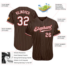 Load image into Gallery viewer, Custom Brown White Pinstripe White-Red Authentic Baseball Jersey
