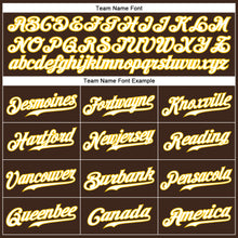 Load image into Gallery viewer, Custom Brown White Pinstripe White-Gold Authentic Baseball Jersey
